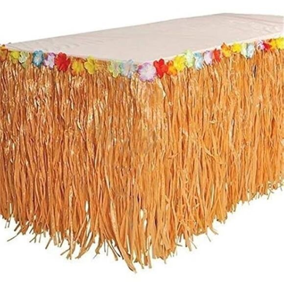 Grass Table Skirt - 2 Pack - 9 Feet - Real Hawaiian Island Party Decorations - Picture 2 of 4